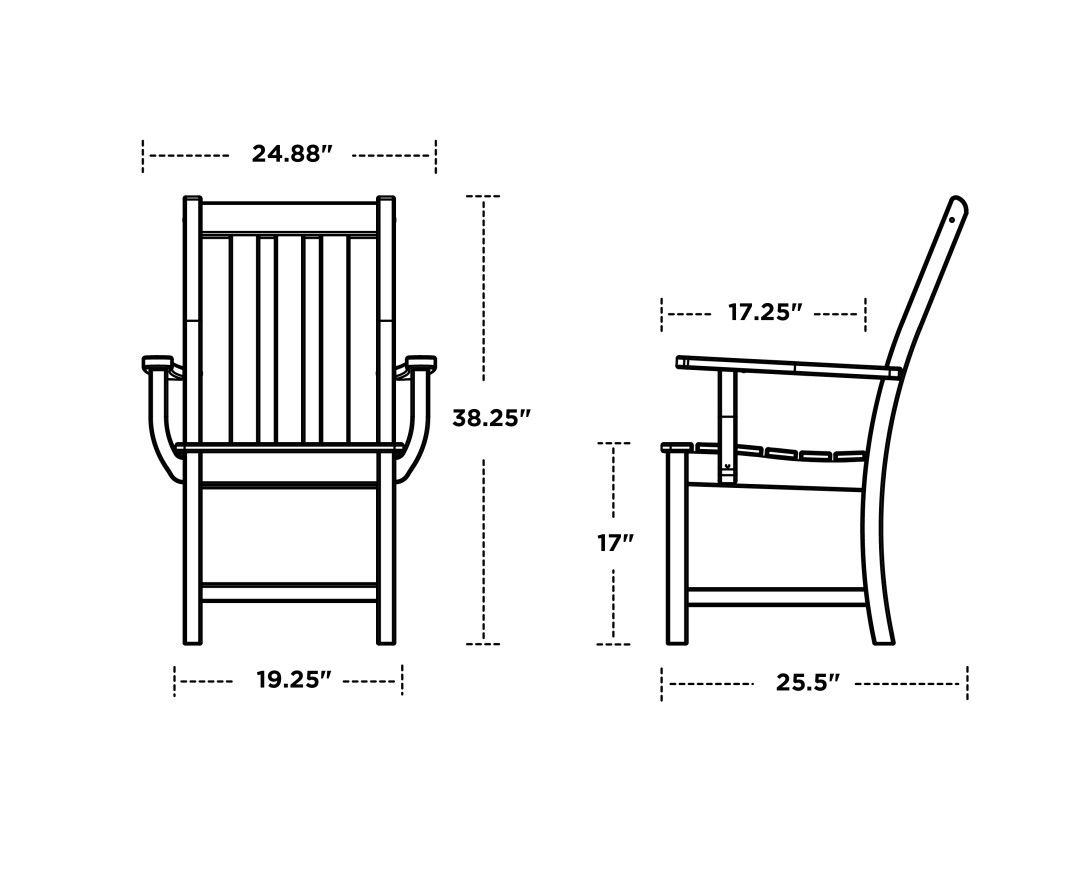 Dimensions for Vineyard Dining Arm Chair