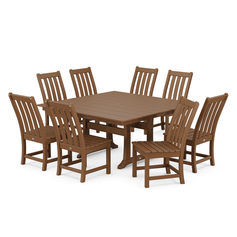 POLYWOOD Vineyard 9-Piece Farmhouse Dining Set in Teak