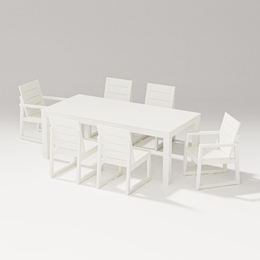 POLYWOOD Elevate 7-Piece Parsons Table Dining Set in Vintage White
