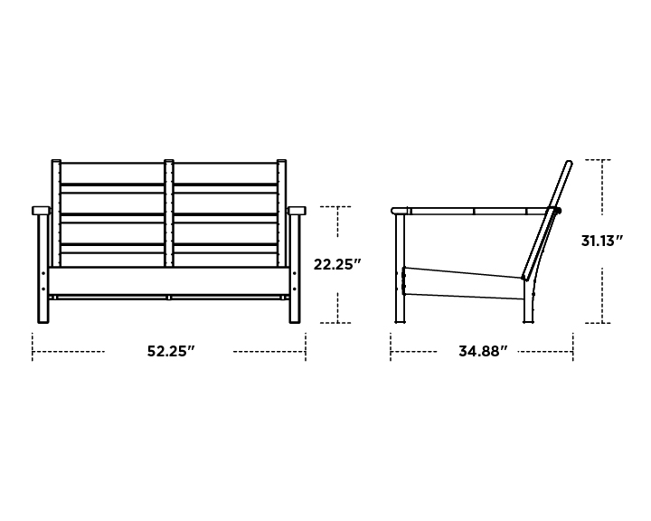 Dimensions for Harbour Loveseat Frame