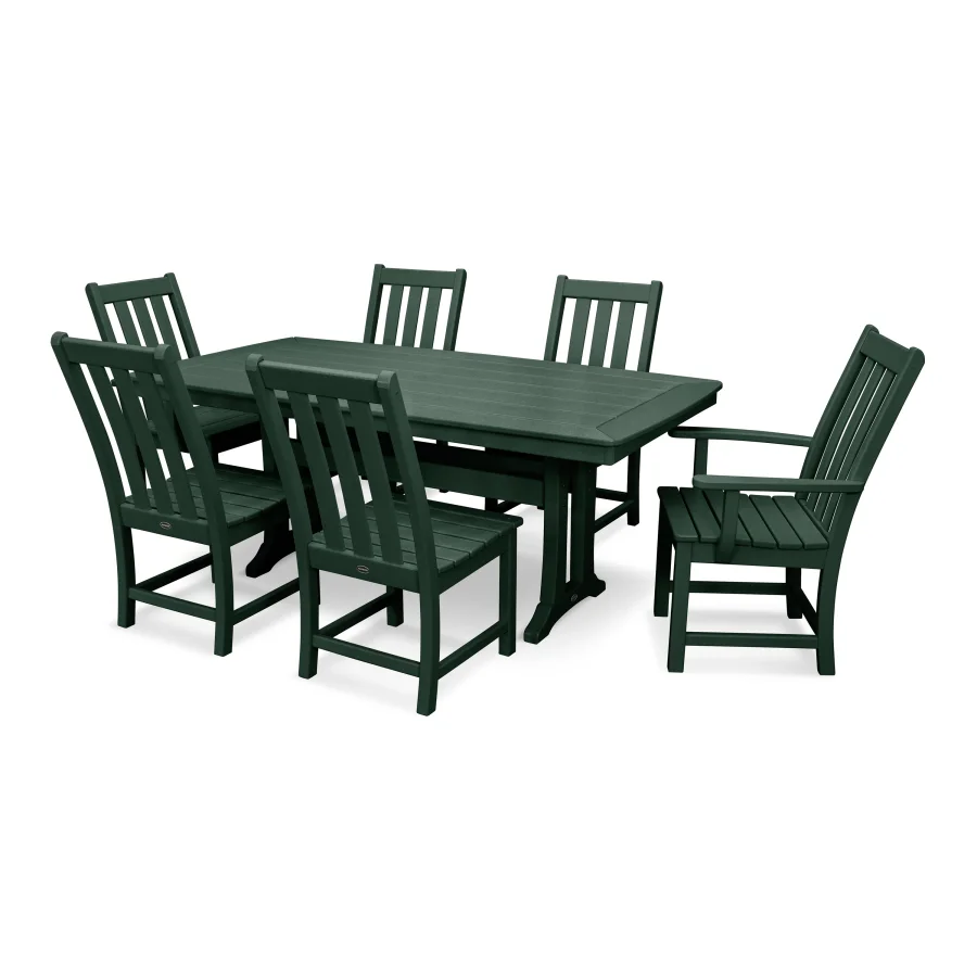 POLYWOOD Vineyard 7-Piece Nautical Trestle Dining Set in Green