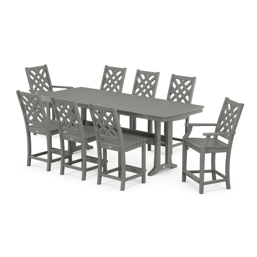 POLYWOOD Wovendale 9-Piece Counter Set with Trestle Legs