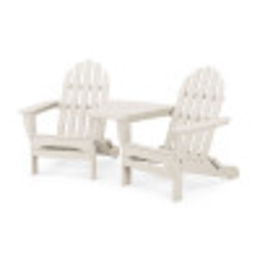 POLYWOOD Classic Folding Adirondacks with Connecting Table in Sand