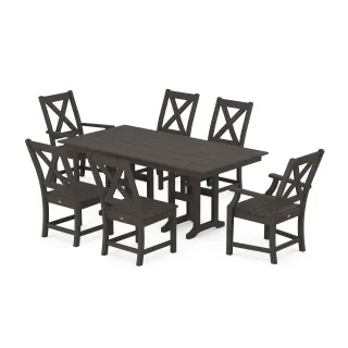 POLYWOOD Braxton 7-Piece Farmhouse Dining Set in Vintage Finish