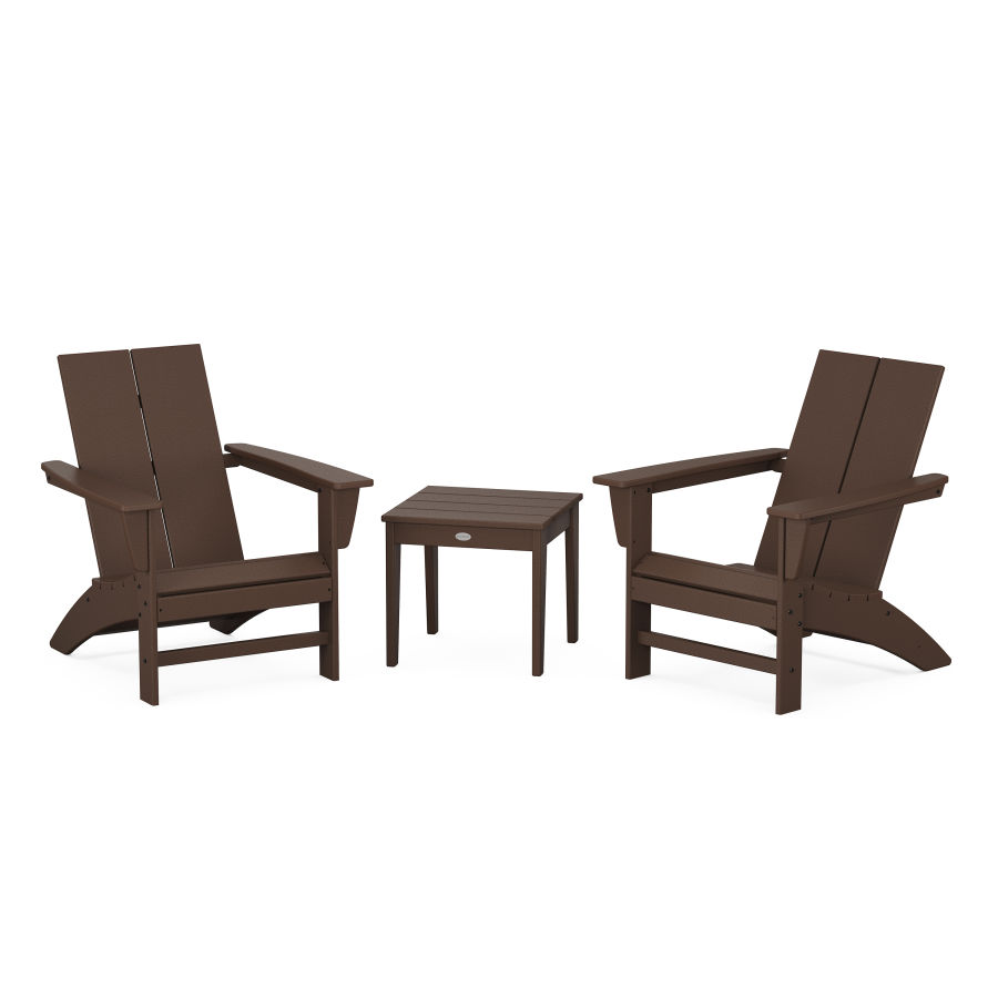 POLYWOOD Country Living Modern Adirondack Chair 3-Piece Set in Mahogany