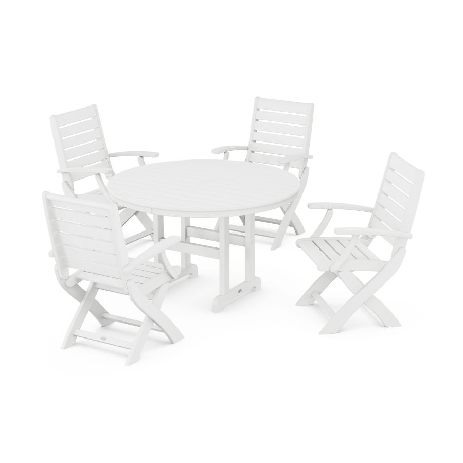 POLYWOOD Signature 5-Piece Round Dining Set in White