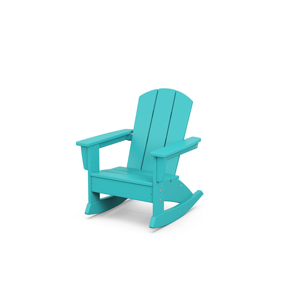 POLYWOOD Kids Nautical Adirondack Rocking Chair in Aruba