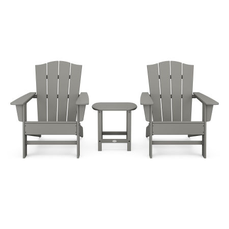 Wave 3-Piece Adirondack Chair Set with The Crest Chairs in Slate Grey