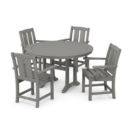 POLYWOOD Mission 5-Piece Round Dining Set with Trestle Legs in Slate Grey