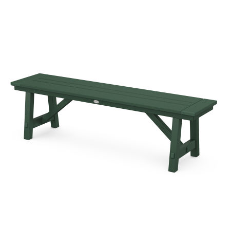 Rustic Farmhouse 60" Backless Bench in Green