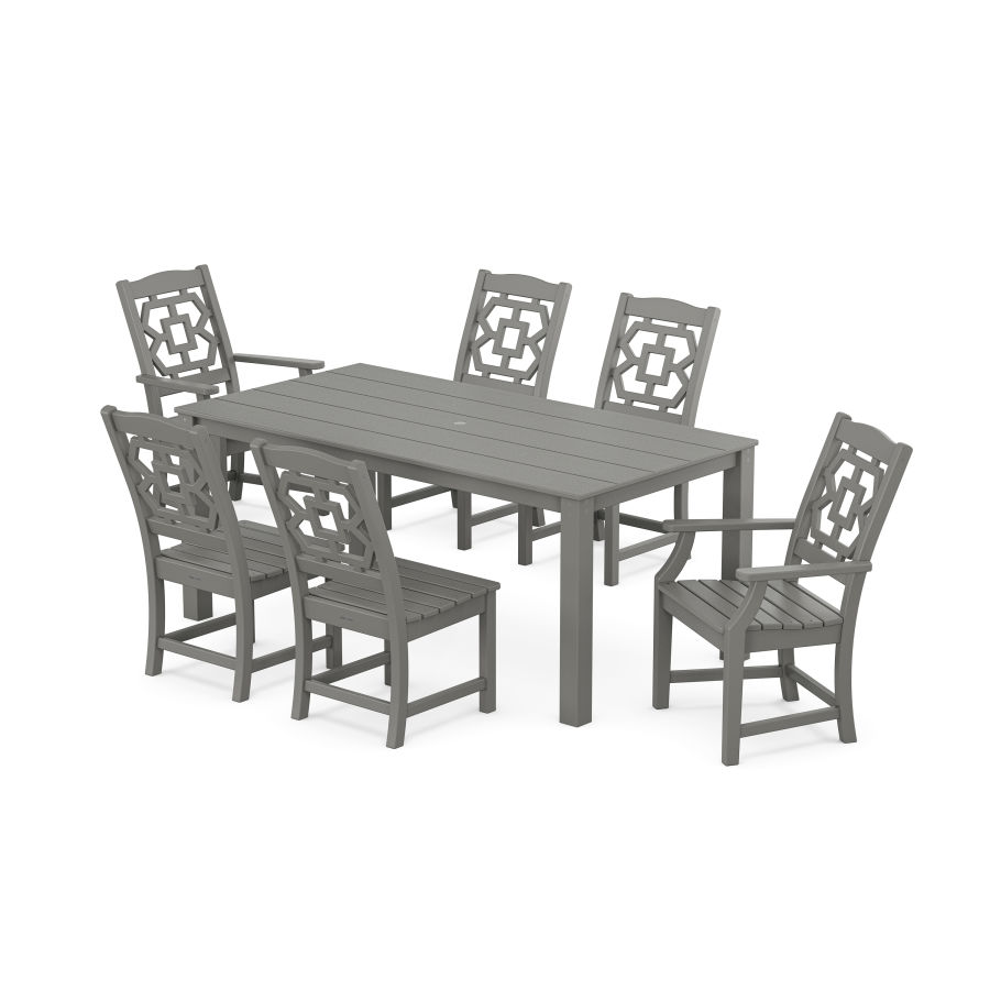 POLYWOOD Chinoiserie 7-Piece Parsons Dining Set in Slate Grey