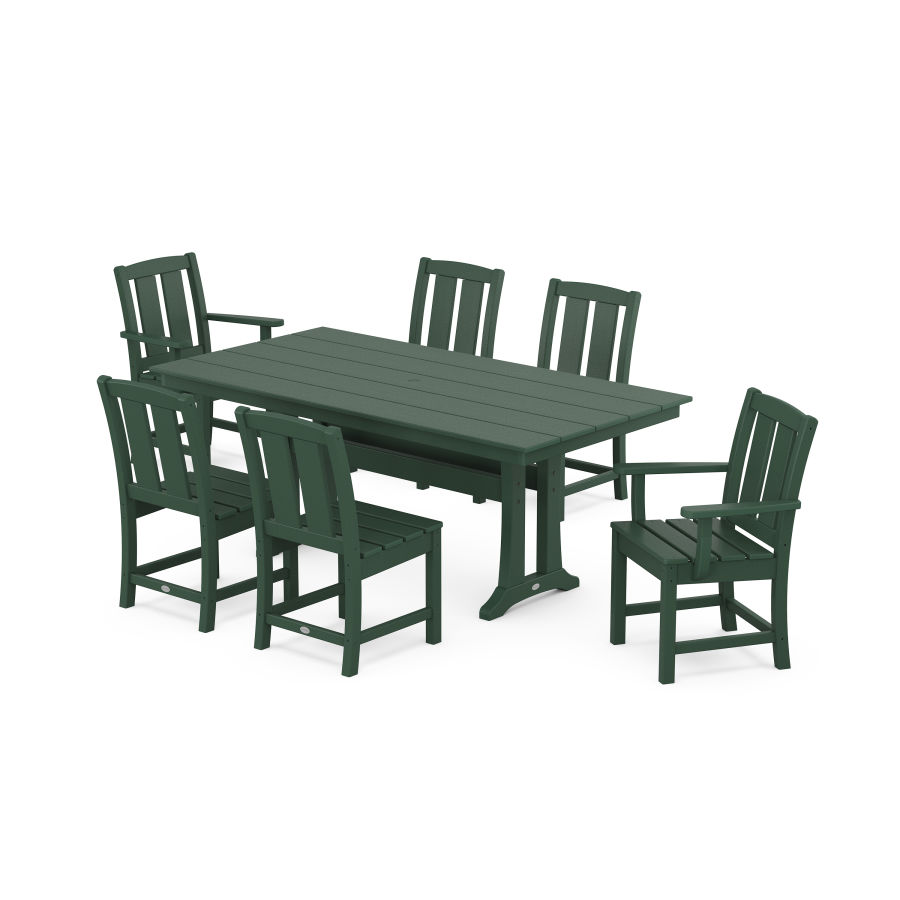 POLYWOOD Mission 7-Piece Farmhouse Dining Set with Trestle Legs in Green