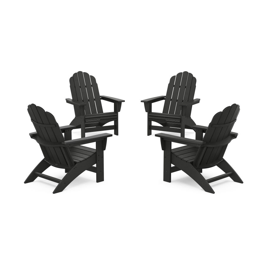 POLYWOOD 4-Piece Vineyard Grand Adirondack Chair Conversation Set in Black