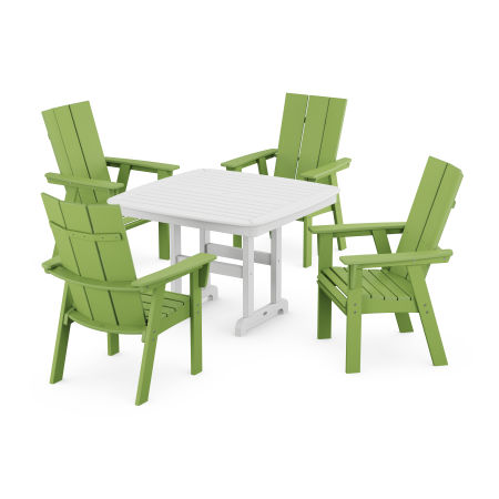 Modern Adirondack 5-Piece Dining Set with Trestle Legs in Lime / White