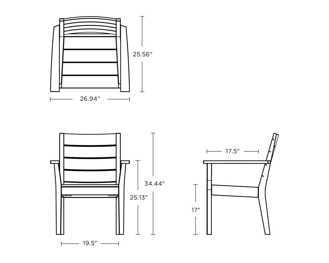 Dimensions for Latitude Dining Arm Chair