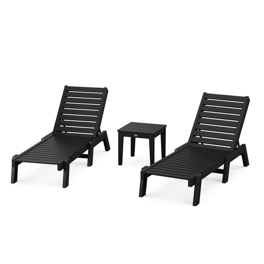 POLYWOOD Captain Chaise 3-Piece Set in Black