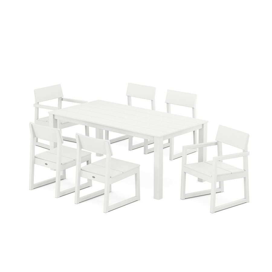 POLYWOOD EDGE 7-Piece Parsons Dining Set in White