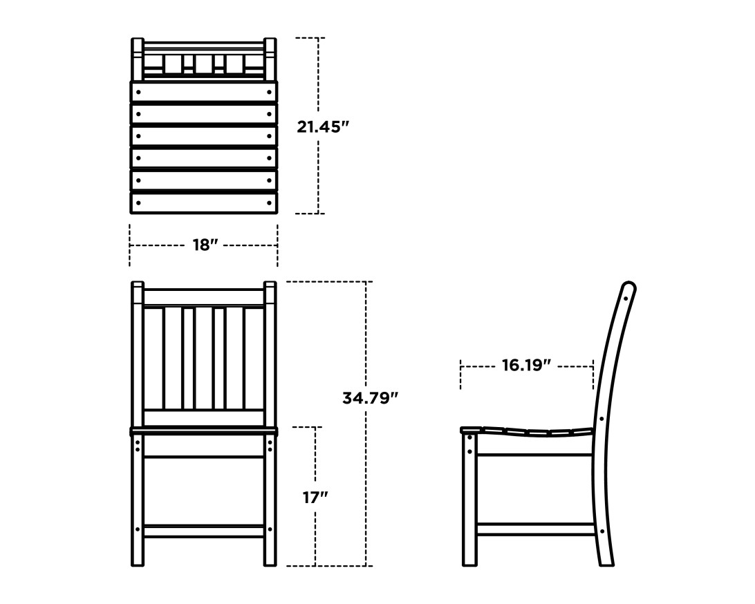 Dimensions for Traditional Garden Dining Side Chair