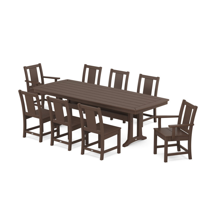 POLYWOOD Prairie 9-Piece Dining Set with Trestle Legs in Mahogany