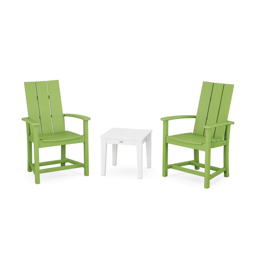 POLYWOOD Modern 3-Piece Upright Adirondack Chair Set in Lime