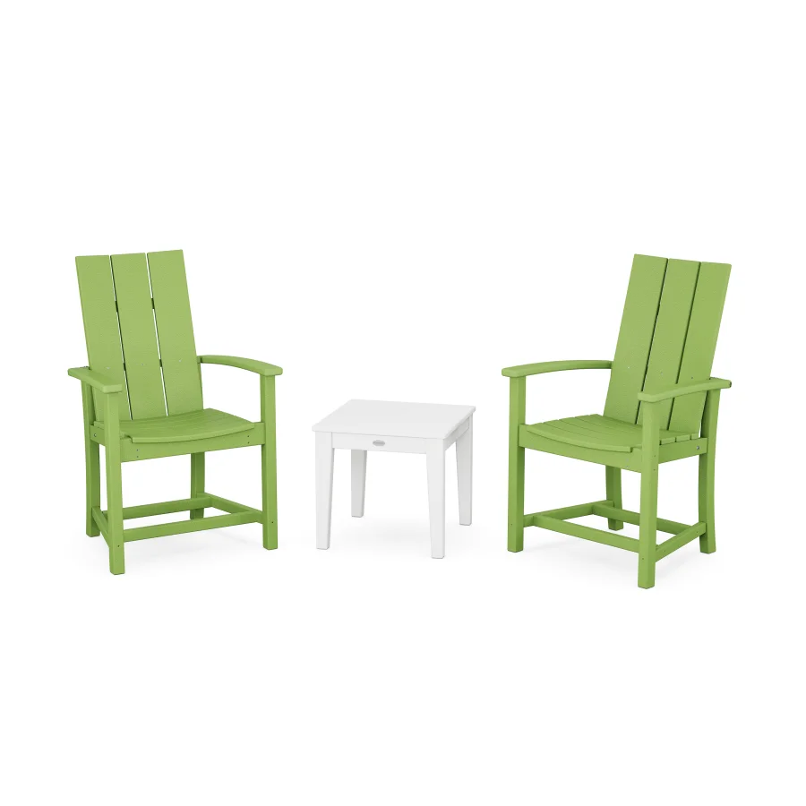 POLYWOOD Modern 3-Piece Upright Adirondack Chair Set in Lime