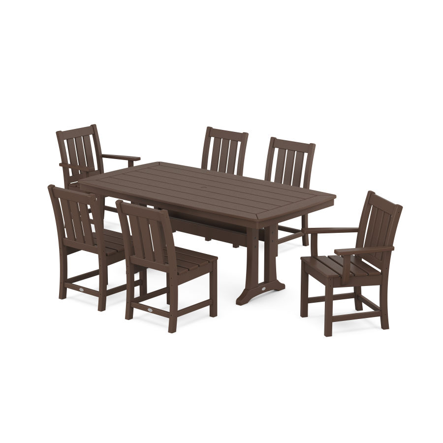 POLYWOOD Oxford 7-Piece Dining Set with Trestle Legs in Mahogany