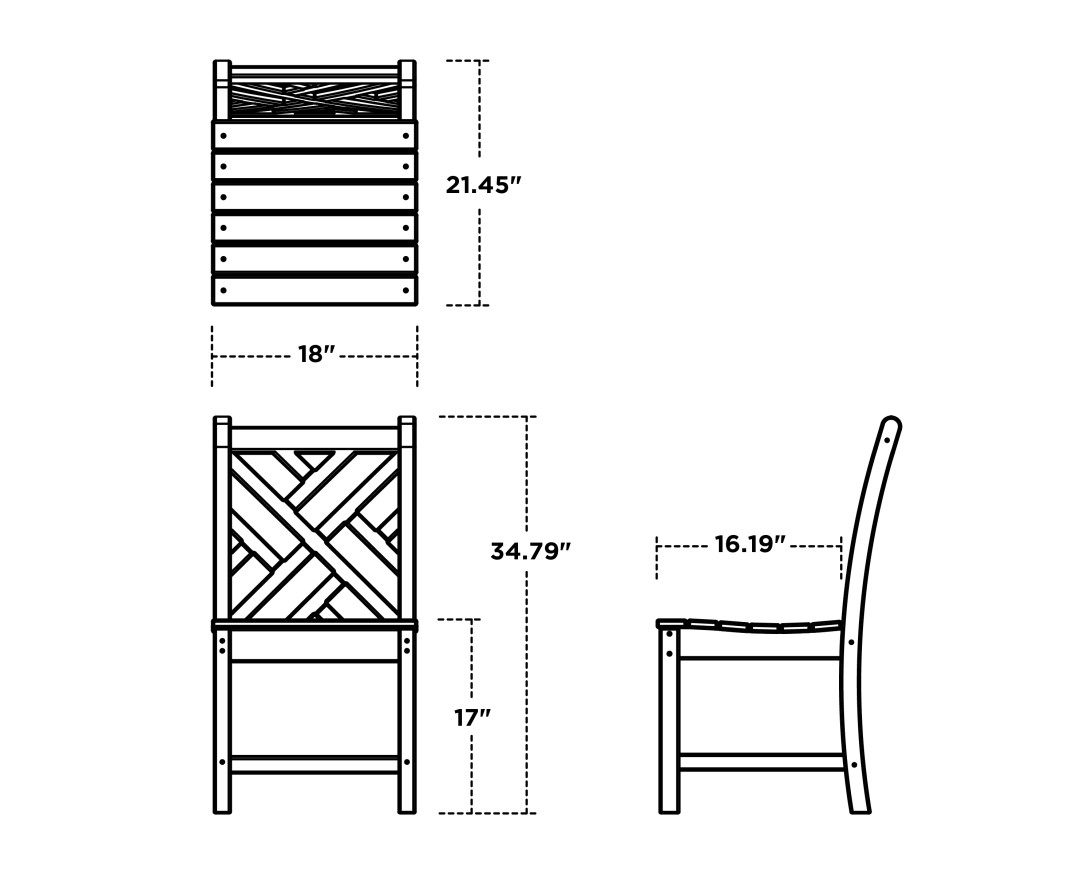 Dimensions for Chippendale Dining Side Chair