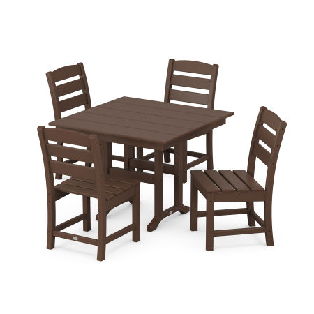 Lakeside Side Chair 5-Piece Farmhouse Dining Set in Mahogany