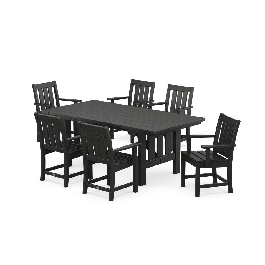 POLYWOOD Oxford Arm Chair 7-Piece Mission Dining Set in Black