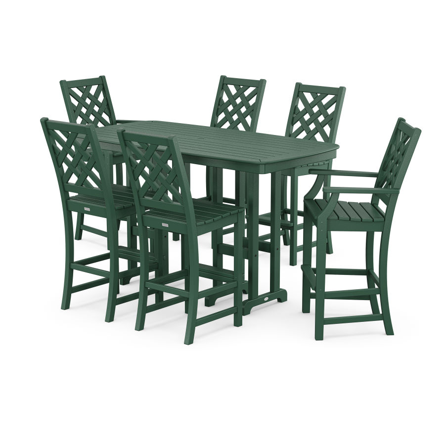 POLYWOOD Wovendale 7-Piece Bar Set in Green