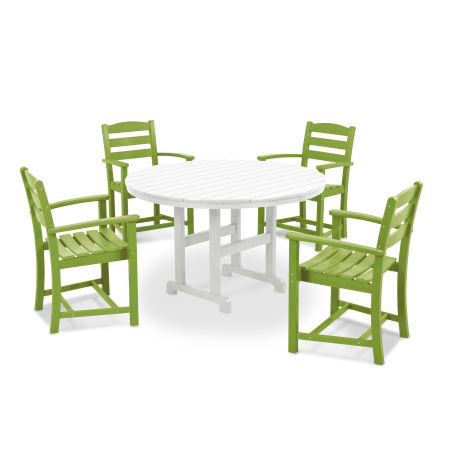 La Casa Café 5-Piece Round Farmhouse Dining Set in Lime / White