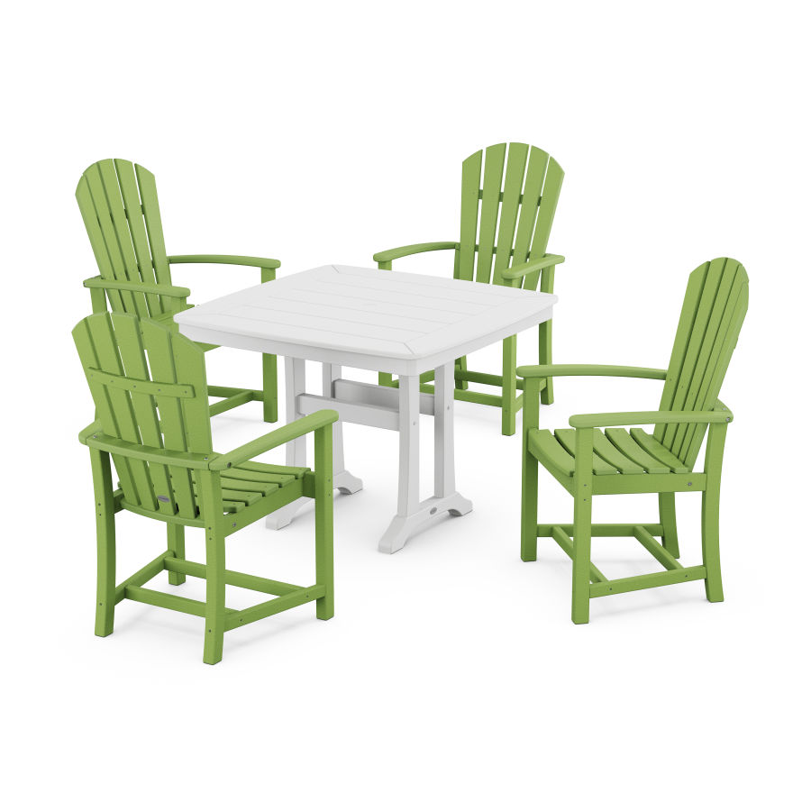 POLYWOOD Palm Coast 5-Piece Dining Set with Trestle Legs in Lime / White