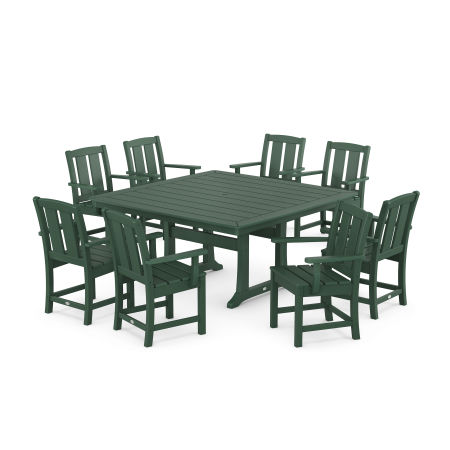 POLYWOOD Mission 9-Piece Square Dining Set with Trestle Legs in Green