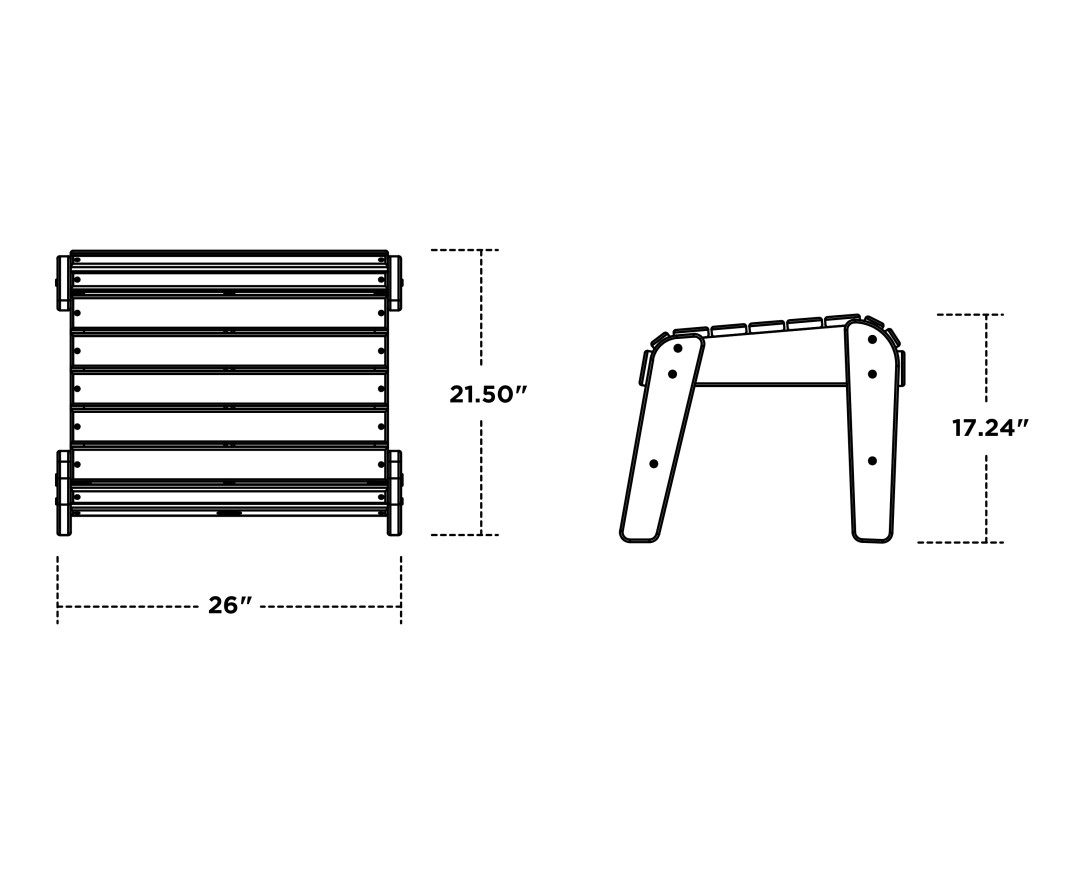 Dimensions for Grand Upright Adirondack Ottoman
