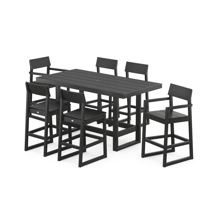 POLYWOOD EDGE 7-Piece Bar Table Set in Black