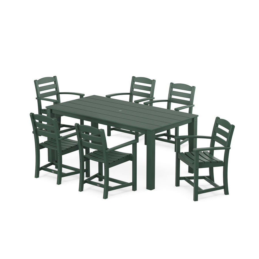 POLYWOOD La Casa Cafe' Arm Chair 7-Piece Parsons Dining Set in Green