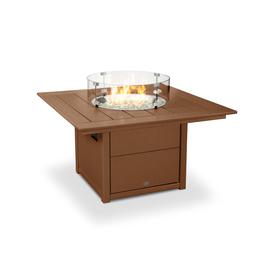 POLYWOOD Square 42" Fire Pit Table in Teak