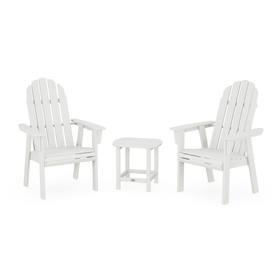 POLYWOOD Vineyard 3-Piece Curveback Upright Adirondack Chair Set in Vintage White