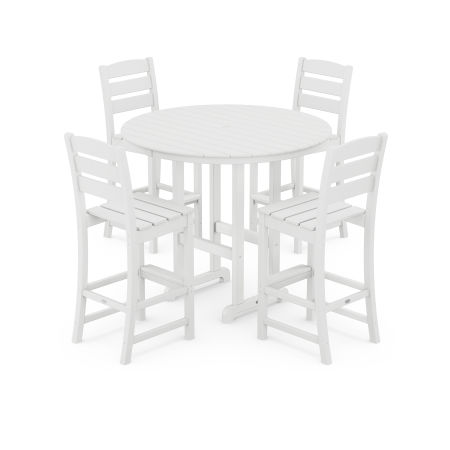 Lakeside 5-Piece Round Bar Side Chair Set in White