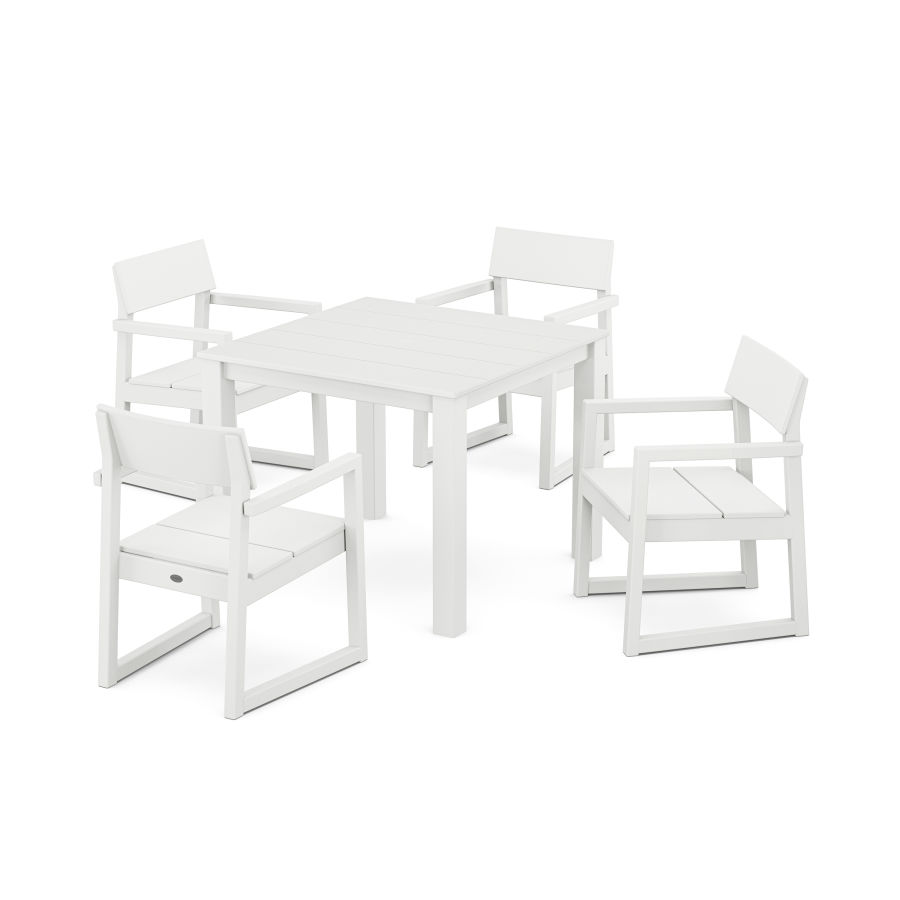 POLYWOOD EDGE 5-Piece Parsons Dining Set in White