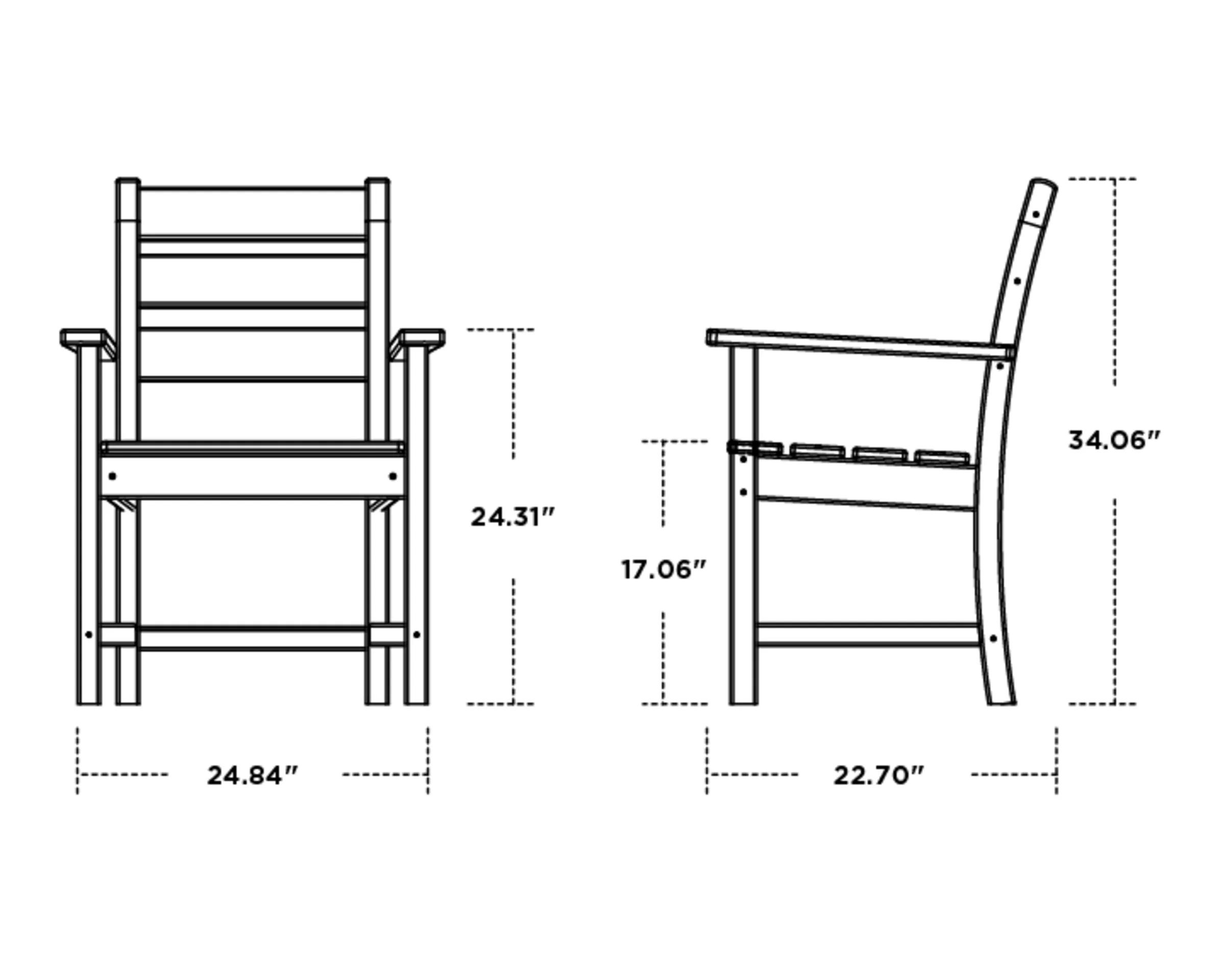 Dimensions for Grant Park Dining Arm Chair