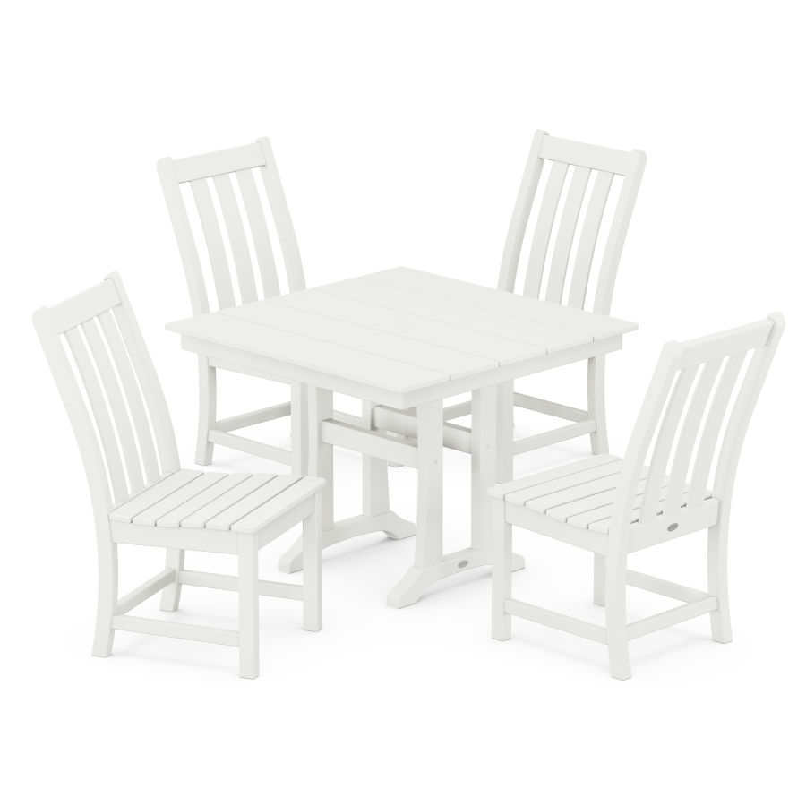 POLYWOOD Vineyard 5-Piece Farmhouse Trestle Side Chair Dining Set in Vintage White