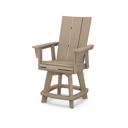 POLYWOOD Modern Adirondack Swivel Counter Chair in Vintage Sahara
