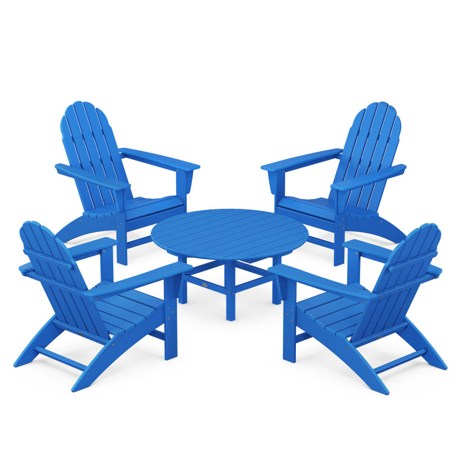 POLYWOOD Vineyard 5-Piece Adirondack Chair Conversation Set in Pacific Blue