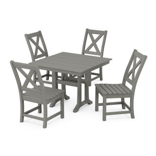POLYWOOD Braxton Side Chair 5-Piece Farmhouse Dining Set With Trestle Legs