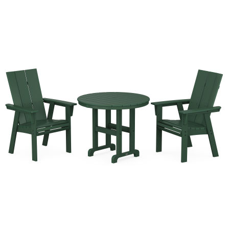 Modern Adirondack 3-Piece Round Dining Set in Green