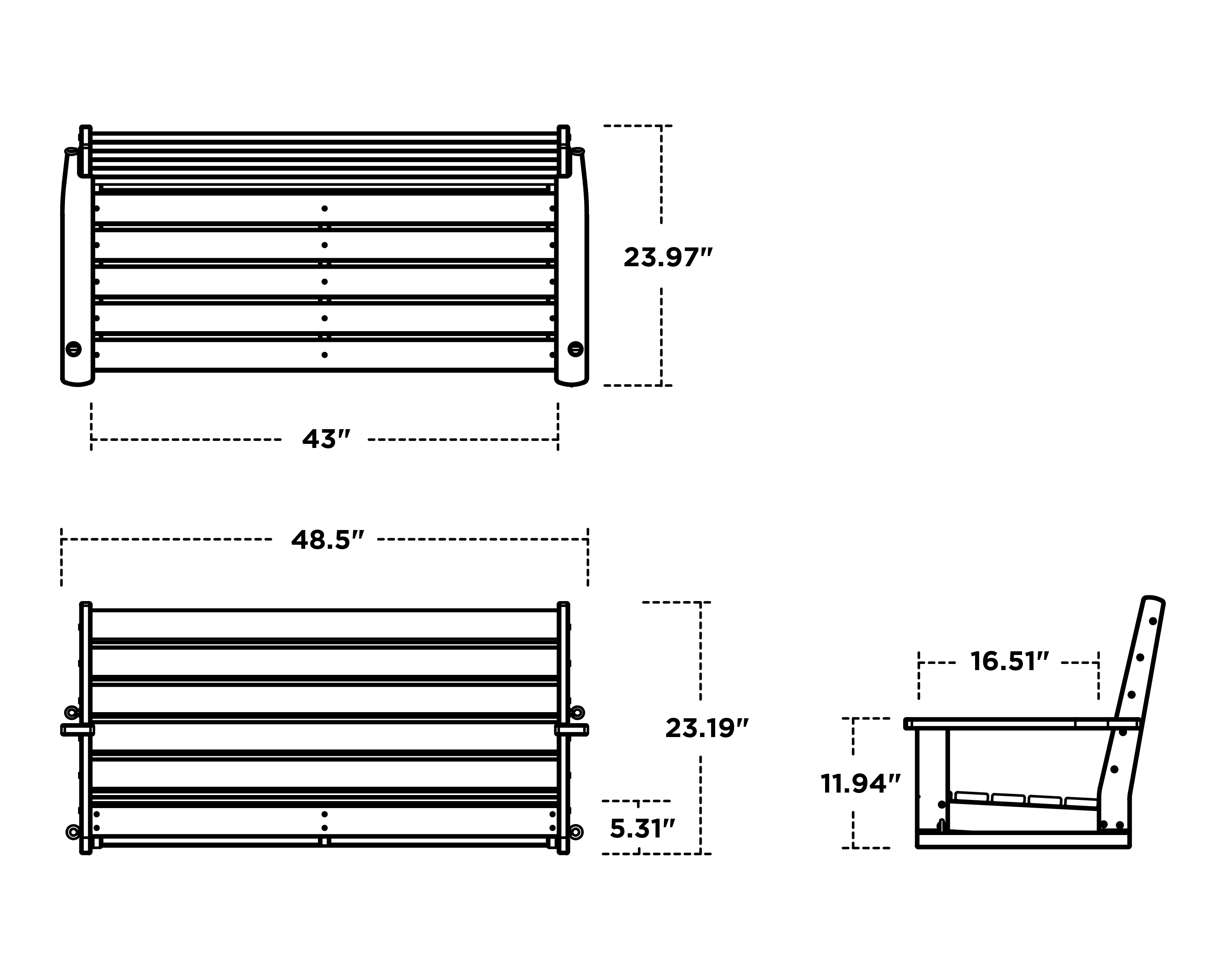 Dimensions for Monterey Bay 48" Swing
