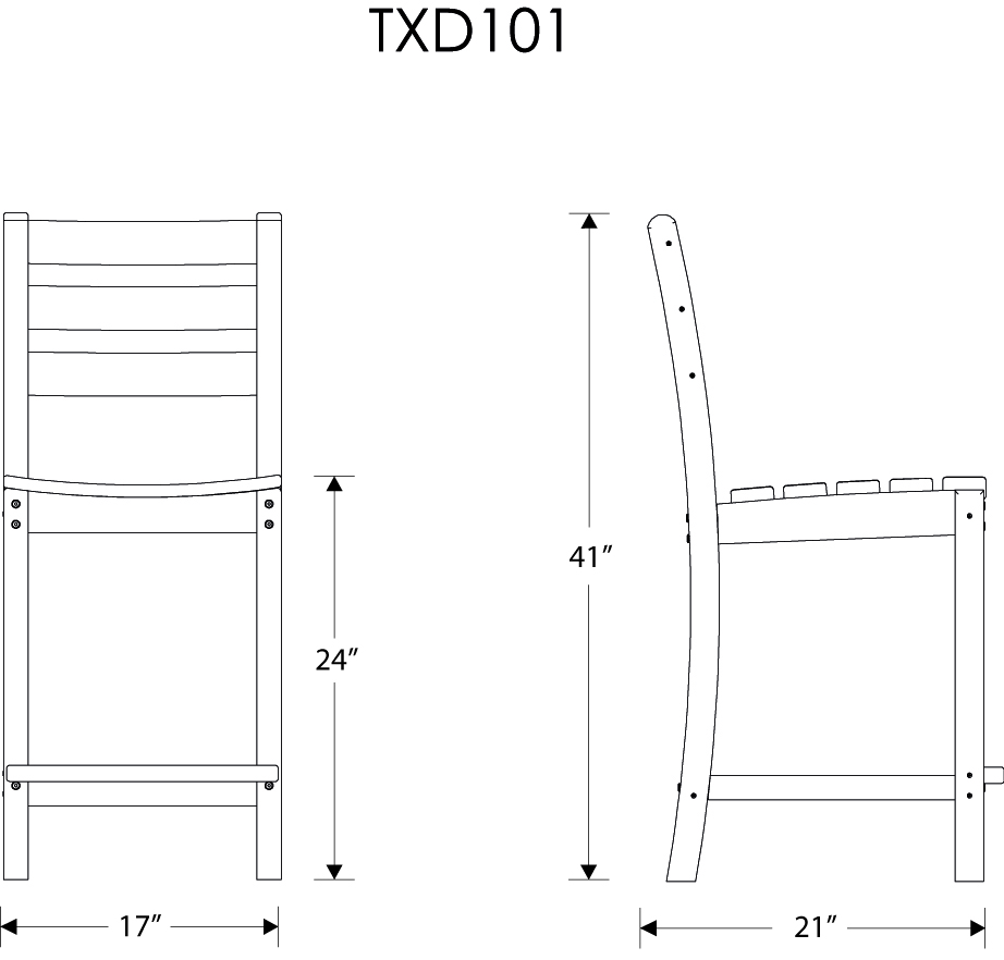 Dimensions for Monterey Bay Counter Side Chair