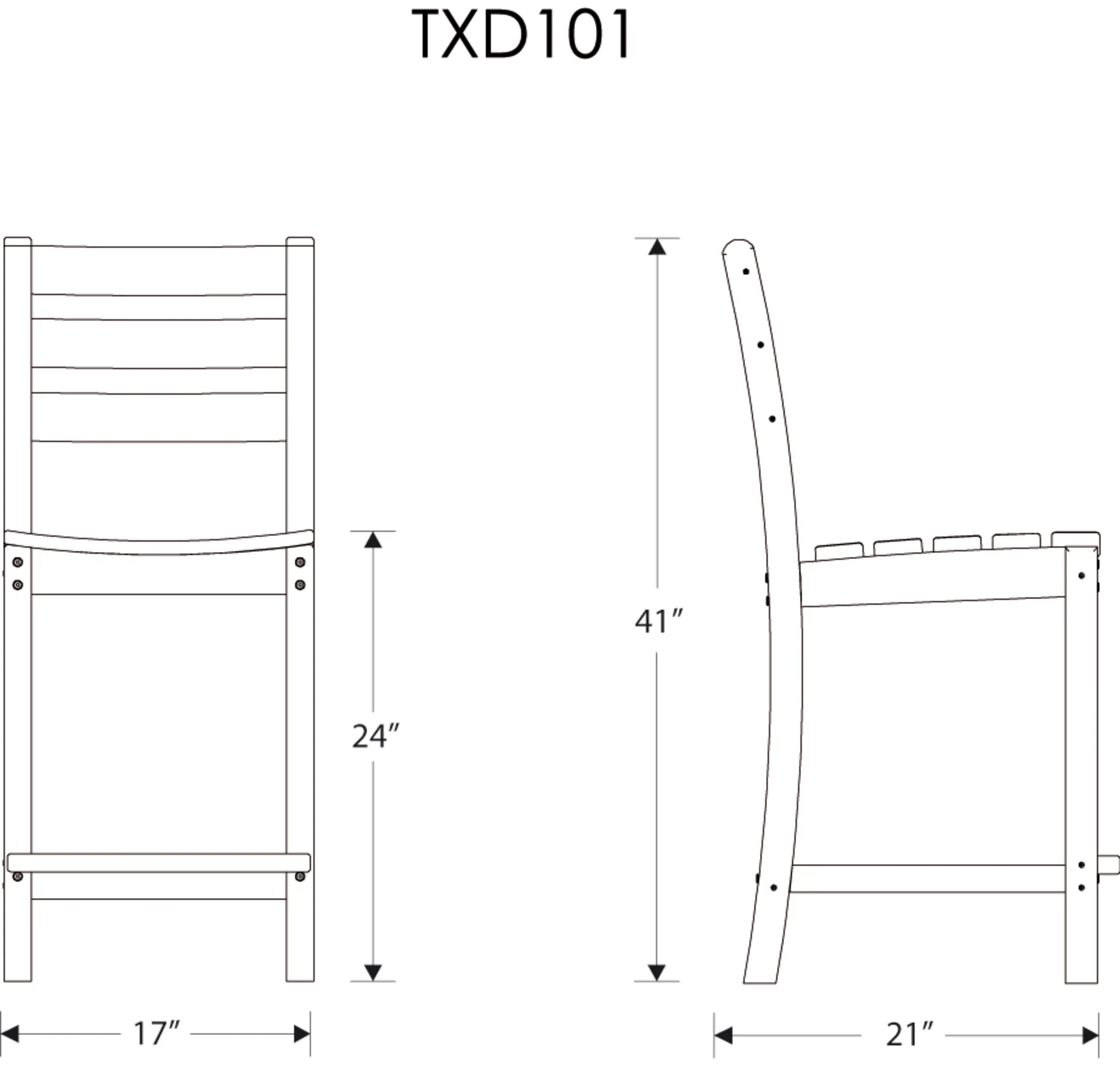 Dimensions for Monterey Bay Counter Side Chair