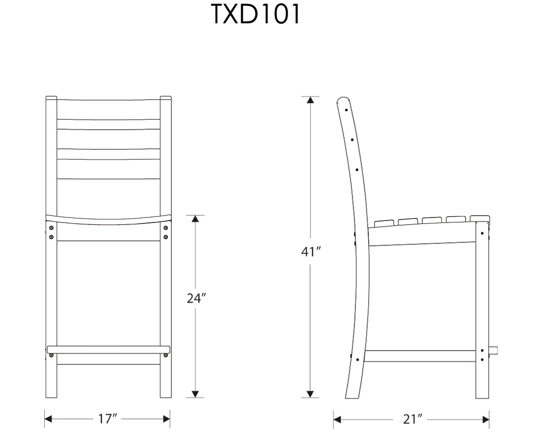 Dimensions for Monterey Bay Counter Side Chair